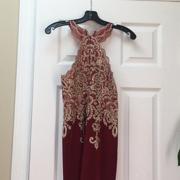Cocktail dress in burgundy and gold lace 💐💐Spring sale - Picture 3 of 4